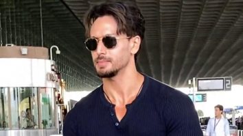 Tiger Shroff gets clicked in a black casual tshirt paired with denims