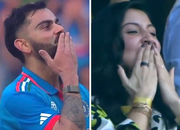 Virat Kohli exchanges flying kisses with Anushka Sharma after his historic 50th ODI century in World Cup 2023 semi-finals; she calls him god's child