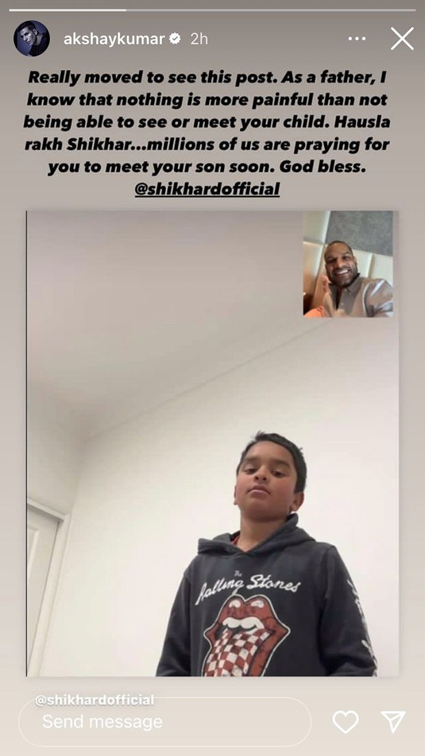 Akshay Kumar REACTS to Shikhar Dhawan’s “painful” post for son Zoravar’s birthday; says, “Hausla rakh”
