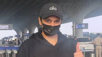 Huma Qureshi poses for paps in a black hoodie and cap