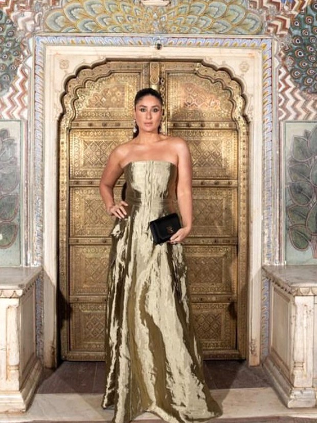 Kareena Kapoor Khan is gracefully redefining glamour as she dons a strapless golden dress by Ralph Lauren