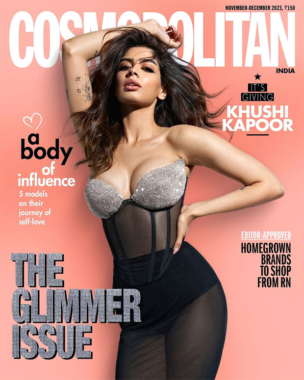 Khushi Kapoor exudes sensational charm in first ever cover shoot for Cosmopolitan India in rhinestone tube corset with sheer skirt worth Rs. 45,620