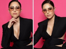 Nushrratt Bharuccha ushers in the holiday spirit adorned in a cutout black blazer dress by Valentino