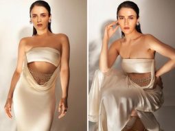 Radhika Madan exudes elegance in an ivory gown adorned with pearl embellishments, making her Christmas attire exceptionally sophisticated