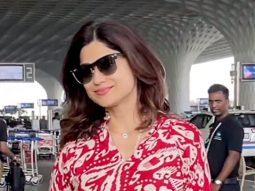 Shamita Shetty sports a red co-ords set at the airport