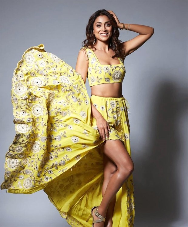 Shriya Saran shows us flower power in yellow floral co-ord set