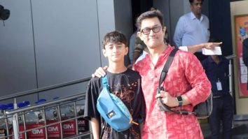 Aamir Khan poses with son Azad as he gets clicked at the airport