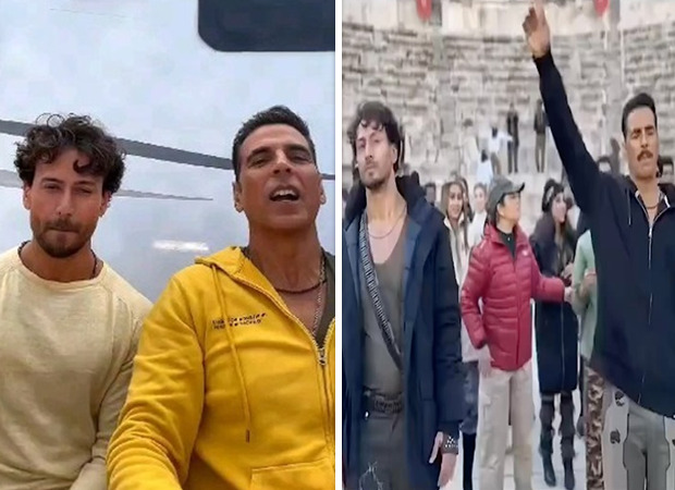 Akshay Kumar and Tiger Shroff celebrate the Ayodhya consecration ceremony on the sets of Bade Miyan Chote Miyan