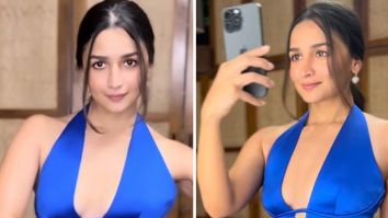 Alia Bhatt takes a fashionable turn in a chic blue satin midi dress worth Rs.1.51 lakh for Animal success party