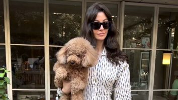 Giorgia Andriani poses for paps with her furry baby!