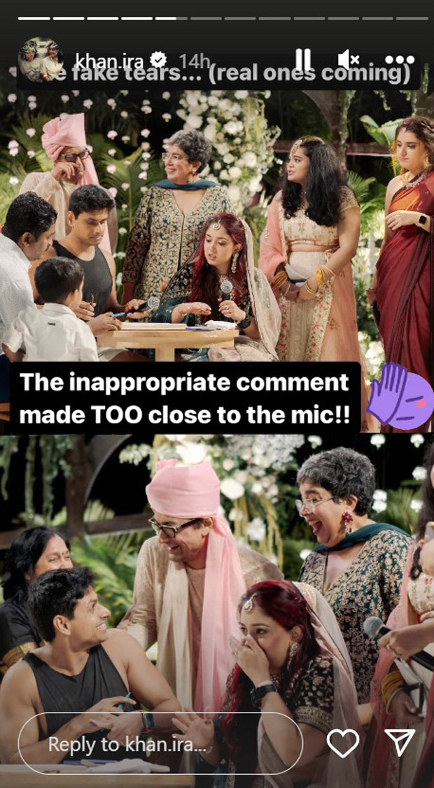Ira Khan playfully exposes Aamir’s fake tears during the wedding; see pic