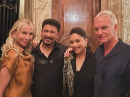 Madhuri Dixit and Shriram Nene strike a pose with Sting after his Lollapalooza India 2024 performance in Mumbai, see pics
