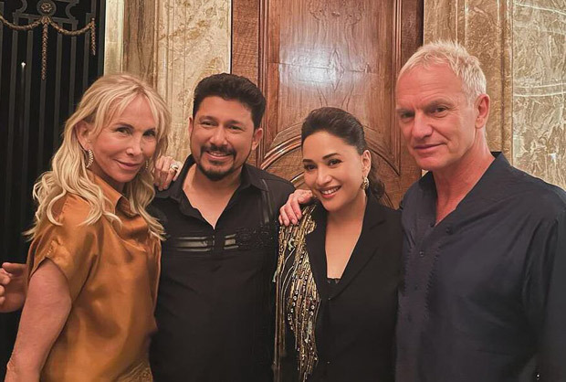 Madhuri Dixit and Shriram Nene strike a pose with Sting after his Lollapalooza India 2024 performance in Mumbai, see pics Madhuri Dixit and Shriram Nene strike a pose with Sting after his Lollapalooza India 2024 performance in Mumbai, see pics