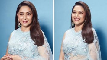 Madhuri Dixit takes desi route in an ice blue saree by Manish Malhotra