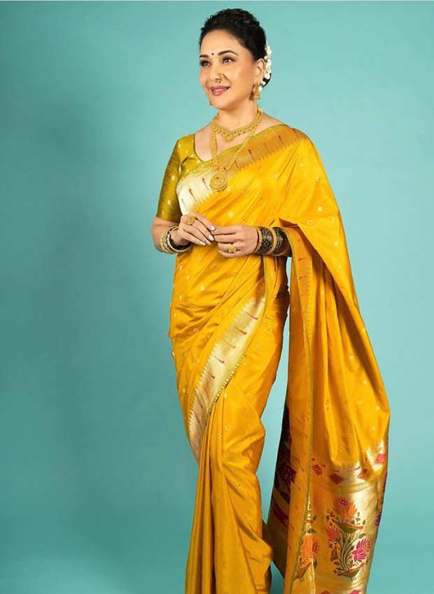 Madhuri Dixit turns into a Marathi Mulgi, spreading Makar Sankranti cheer in yellow saree 