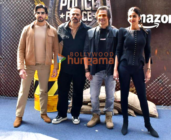 photos sidharth malhotra shilpa shetty vivek oberoi and rohit shetty snapped at the trailer launch of indian police force 4