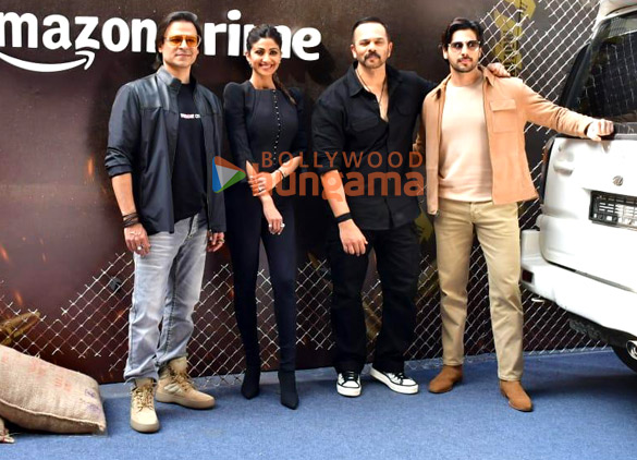 photos sidharth malhotra shilpa shetty vivek oberoi and rohit shetty snapped at the trailer launch of indian police force 6