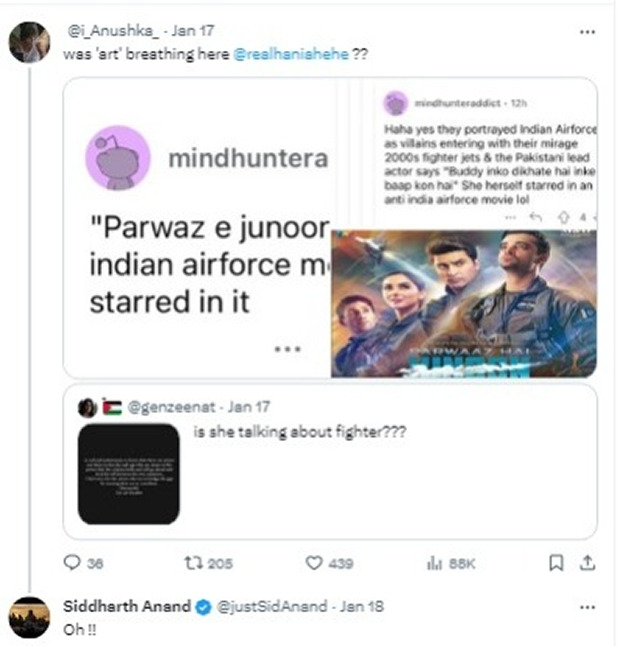 Siddharth Anand indirectly responds to Pakistani actress Hania Aamir after she criticizes Fighter trailer for spreading hate 