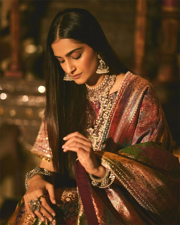 Sonam Kapoor looks opulent in outfit made from vintage Banarasi saree with antique embroidery and jewellery – a fusion of history and style