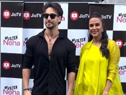 Tiger Shroff & Neha Dhupia pose together for paps outside a studio