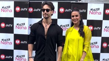 Tiger Shroff & Neha Dhupia pose together for paps outside a studio