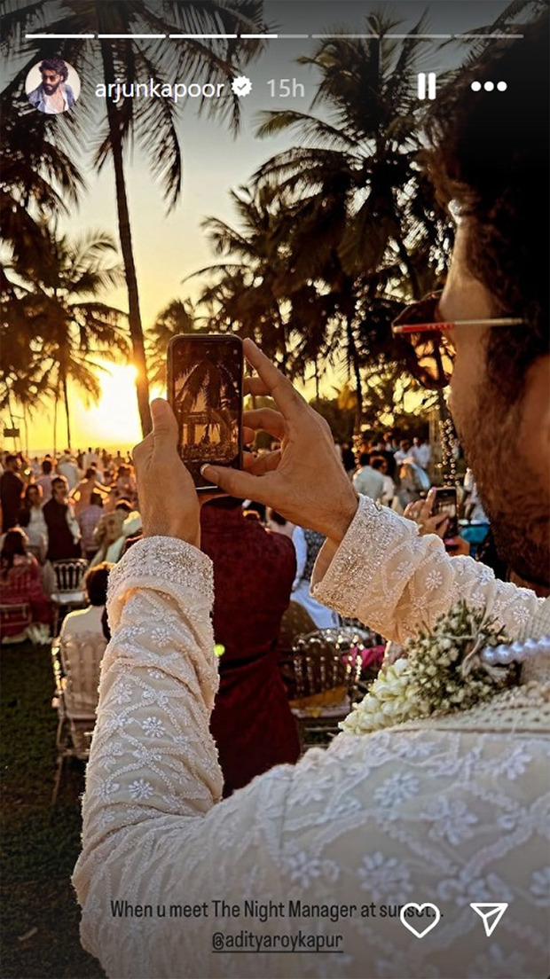 Arjun Kapoor spotlights Aditya Roy Kapur’s moment at Goa wedding bash; says, “When you meet The Night Manager at sunset”
