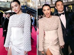 Amy Jackson dazzles in silver corset gown alongside beau Ed Westwick at the BAFTA Awards