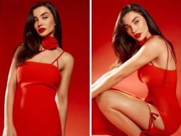 Amy Jackson sets hearts on fire in red mini dress during Crakk promotions on Valentine’s Day