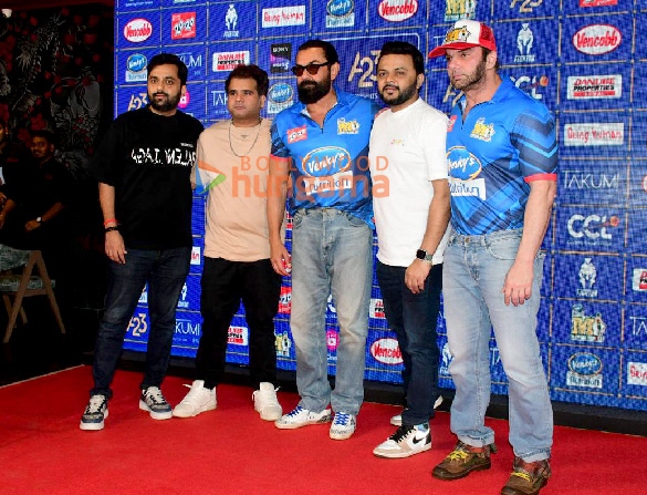 bobby deol saqib saleem and others attend the press conference of ccl team mumbai heroes 2