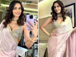 Manushi Chhillar all dolled up in a blush pink saree for Operation Valentine promotions is all the ethnic inspiration we need Manushi Chhillar all dolled up in a blush pink saree for Operation Valentine promotions is all the ethnic inspiration we need
