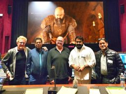 Mohanlal watches Barroz at Sony Studios in Hollywood with music composer Mark Kilian and theatre actor Jonathan Miller, see pic