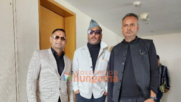 Photos: Jackie Shroff, director Shravan Tiwari and producer Sandip Patel address the media in Ahmedabad after Two Zero One Four shoot