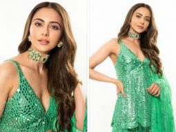 Rakul Preet Singh shines in a green mirror work sharara worth Rs.1.28 Lakh at her Dhol Night celebration