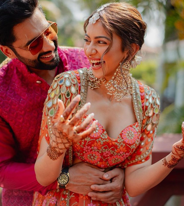 Rakul Preet Singh is a vision to behold in her gorgeous phulkari ensemble by Arpita Mehta for her mehendi ceremony with Jackky Bhagnani