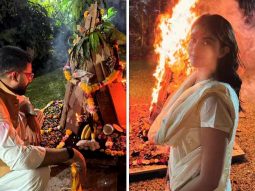Abhishek Bachchan and Navya Naveli Nanda share glimpses of Holika Dahan at the Bachchan household; see pics