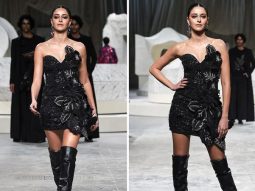 Ananya Panday looks sensational in black achromatic 3D-embroidered strapless Rahul Mishra dress with knee-high boots as she closes Lakme Fashion Week 2024, watch