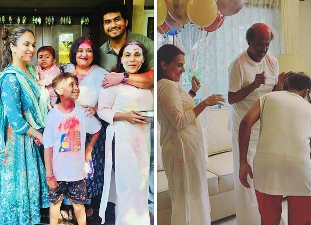 Rajinikanth enjoys Holi with daughters and grandkids