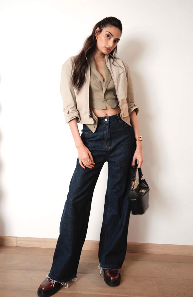Athiya Shetty channels 90s vibes with chic yet comfy high-waisted denim and cropped vest