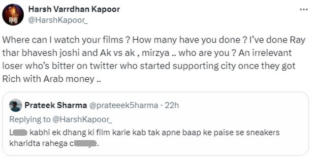 Harsh Varrdhan Kapoor claps back at troll accusing him of buying sneakers with dad Anil Kapoor’s money: “Irrelevant loser” 