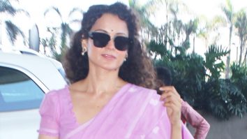 Kangana Ranaut looks mesmerizing in this pink saree at the airport