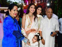 Photos: Shilpa Shetty snapped with her mother and daughter at the Iskon temple in Juhu