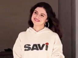 Divya Khossla shows off her ‘Savi’ printed hoodie while posing for paps