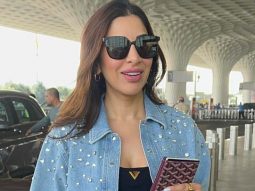 Sophie Choudry flaunts her pearl denim jacket at the airport