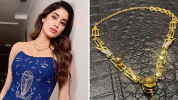 Janhvi Kapoor bowls over with World Cup trophy embroidered custom denim corset & flared pants paired with cricket-inspired statement necklace for Mr & Mrs Mahi promotions