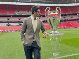 Kartik Aaryan strikes a pose with the 2024 UEFA Champions League Trophy, see photo