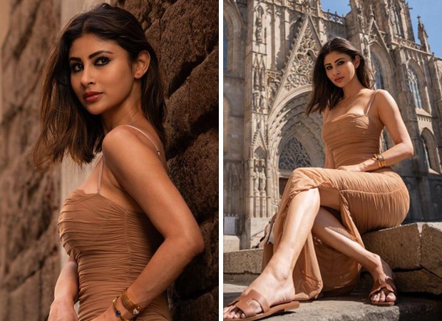 Mouni Roy stuns in Spain with postcard-worthy pics in ruched tanned bodycon dress; shares picturesque glimpses with Barcelona Cathedral