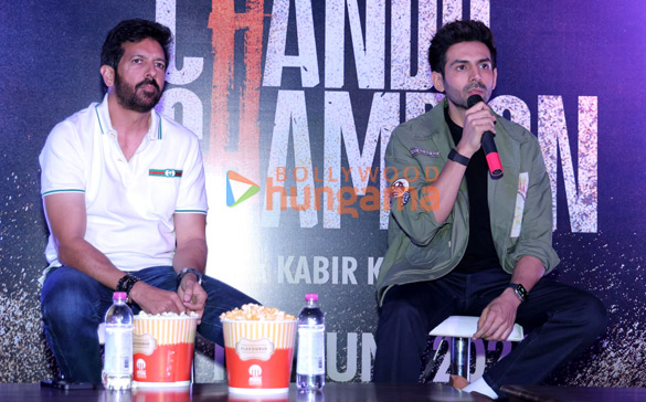 photos kartik aaryan and kabir khan snapped during chandu champion press conference at miraj cinemas tgip mall noida 2