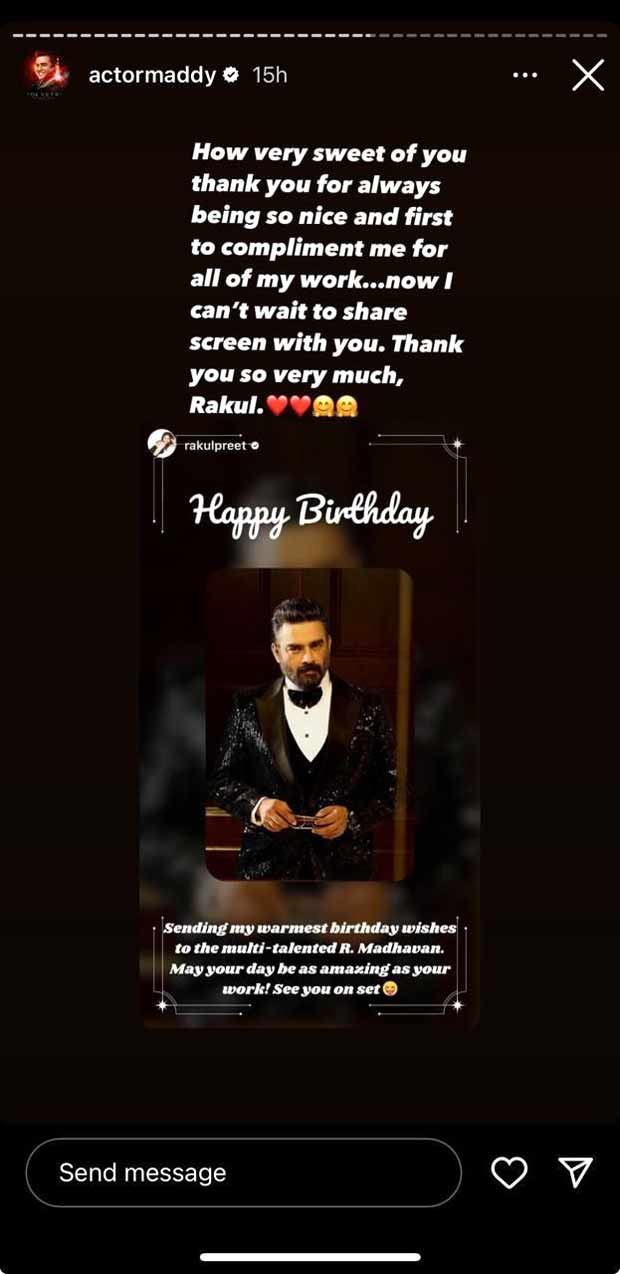 R Madhavan says "Can't wait to share screen with Rakul Preet Singh" as the latter drops a heartfelt birthday note
