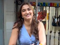 Saiee Manjrekar smiles as she gets clicked in the city by paps