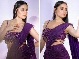 Sanjeeda Shaikh’s purple dhoti-draped sequin saree worth Rs. 25,649 is a wedding season must-have
